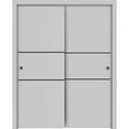 thumbnail image 1 of Sliding Closet Bypass Doors 56 x 80 inches | Planum 0014 Grey Ash with Frosted Glass | Sturdy Rails Moldings Trims Hardware Set | Wood Solid Bedroom Wardrobe Doors, 1 of 6