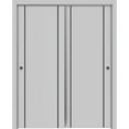 thumbnail image 1 of Sliding Closet Bypass Doors 56 x 80 inches | Planum 0016 Grey Matte with Frosted Glass | Sturdy Rails Moldings Trims Hardware Set | Wood Solid Bedroom Wardrobe Doors, 1 of 6