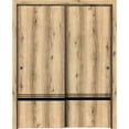 thumbnail image 1 of Sliding Closet Bypass Doors 56 x 84 inches | Planum 0012 Oak with Frosted Glass | Sturdy Rails Moldings Trims Hardware Set | Wood Solid Bedroom Wardrobe Doors, 1 of 6