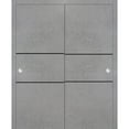 thumbnail image 1 of Sliding Closet Bypass Doors 56 x 84 inches | Planum 0014 Concrete with Frosted Glass | Sturdy Rails Moldings Trims Hardware Set | Wood Solid Bedroom Wardrobe Doors, 1 of 6