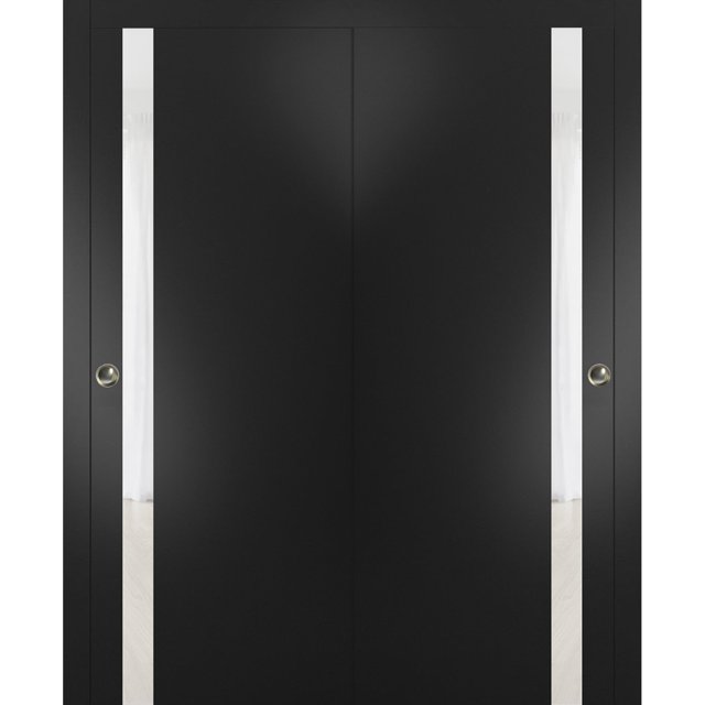 Sliding Closet Bypass Doors 56 x 96 inches Planum 0040 Matte Black