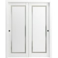 thumbnail image 1 of Sliding Closet Bypass Doors 56 x 96 inches | Planum 0888 Painted White with Frosted Glass | Sturdy Rails Moldings Trims Hardware Set | Wood Solid Bedroom Wardrobe Doors, 1 of 5