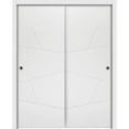 thumbnail image 1 of Sliding Closet Bypass Doors 56 x 96 inches | Planum 0990 Painted White | Sturdy Rails Moldings Trims Hardware Set | Wood Solid Bedroom Wardrobe Doors, 1 of 6