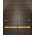 thumbnail image 1 of Sliding Closet Bypass Doors 56 x 96 inches | Planum 2010 Chocolate Ash with Frosted Glass | Sturdy Rails Moldings Trims Hardware Set | Wood Solid Bedroom Wardrobe Doors, 1 of 6