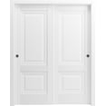thumbnail image 1 of Sliding Closet Bypass Doors 60 x 80 inches | Lucia 8831 White Silk | Sturdy Rails Moldings Trims Hardware Set | Wood Solid Bedroom Wardrobe Doors, 1 of 5