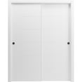 thumbnail image 1 of Sliding Closet Bypass Doors 60 x 80 inches / Mela 0716 Painted White / Rails Hardware Set / Wood Solid Bedroom Wardrobe Doors, 1 of 2