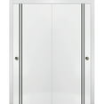 thumbnail image 1 of Sliding Closet Bypass Doors 60 x 80 inches | Planum 0016 White Silk with Frosted Glass | Sturdy Rails Moldings Trims Hardware Set | Wood Solid Bedroom Wardrobe Doors, 1 of 6