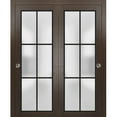 thumbnail image 1 of Sliding Closet Bypass Doors 60 x 84 inches | Planum 2122 Chocolate Ash Frosted Glass | Sturdy Rails Moldings Trims Hardware Set | Wood Solid Bedroom Wardrobe Doors, 1 of 6