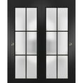 thumbnail image 1 of Sliding Closet Bypass Doors 64 x 80 inches | Planum 2122 Matte Black Frosted Glass | Sturdy Rails Moldings Trims Hardware Set | Wood Solid Bedroom Wardrobe Doors, 1 of 6