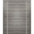 thumbnail image 1 of Sliding Closet Bypass Doors 64 x 84 inches | Planum 0310 Ginger Ash with Frosted Glass | Sturdy Rails Moldings Trims Hardware Set | Wood Solid Bedroom Wardrobe Doors, 1 of 6