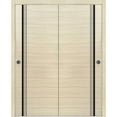 thumbnail image 1 of Sliding Closet Bypass Doors 64 x 96 inches | Planum 0011 Natural Veneer with Frosted Glass | Sturdy Rails Moldings Trims Hardware Set | Wood Solid Bedroom Wardrobe Doors, 1 of 6