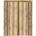 thumbnail image 1 of Sliding Closet Bypass Doors 64 x 96 inches | Planum 0011 Oak with Frosted Glass | Sturdy Rails Moldings Trims Hardware Set | Wood Solid Bedroom Wardrobe Doors, 1 of 6