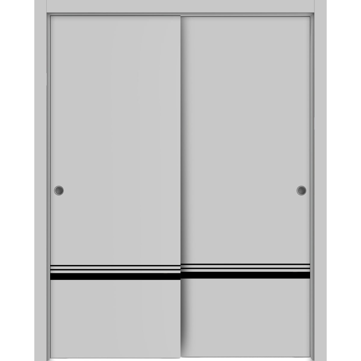 Sliding Closet Bypass Doors 64 x 96 inches Planum 0012 Grey Matte with Frosted Glass Sturdy
