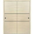 thumbnail image 1 of Sliding Closet Bypass Doors 64 x 96 inches | Planum 0014 Natural Veneer with Frosted Glass | Sturdy Rails Moldings Trims Hardware Set | Wood Solid Bedroom Wardrobe Doors, 1 of 6