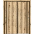 thumbnail image 1 of Sliding Closet Bypass Doors 64 x 96 inches | Planum 0016 Oak with Frosted Glass | Sturdy Rails Moldings Trims Hardware Set | Wood Solid Bedroom Wardrobe Doors, 1 of 6