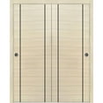 thumbnail image 1 of Sliding Closet Bypass Doors 64 x 96 inches | Planum 0017 Natural Veneer with Frosted Glass | Sturdy Rails Moldings Trims Hardware Set | Wood Solid Bedroom Wardrobe Doors, 1 of 6