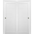 thumbnail image 1 of Sliding Closet Bypass Doors 72 x 80 with hardware | Quadro 4115 White Silk | Sturdy Top Mount Rails Moldings Trims Set | Kitchen Wooden Solid Bedroom Wardrobe Doors, 1 of 6