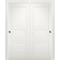 Sliding Closet Bypass Doors 72 x 80 inches / Mela 7001 Matte White / Rails Hardware Set / Wood Solid Bedroom Wardrobe Doors