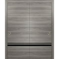 thumbnail image 1 of Sliding Closet Bypass Doors 72 x 80 inches | Planum 0012 Grey Matte with Frosted Glass | Sturdy Rails Moldings Trims Hardware Set | Wood Solid Bedroom Wardrobe Doors, 1 of 6