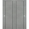thumbnail image 1 of Sliding Closet Bypass Doors 72 x 84 inches | Planum 0016 Concrete with Frosted Glass | Sturdy Rails Moldings Trims Hardware Set | Wood Solid Bedroom Wardrobe Doors, 1 of 6