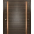 thumbnail image 1 of Sliding Closet Bypass Doors 72 x 84 inches | Planum 1010 Chocolate Ash with Frosted Glass | Sturdy Rails Moldings Trims Hardware Set | Wood Solid Bedroom Wardrobe Doors, 1 of 6