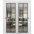 thumbnail image 1 of Sliding Closet Bypass Doors 72 x 96 inches | Lucia 2366 White Silk Clear Glass | Sturdy Rails Moldings Trims Hardware Set | Wood Solid Bedroom Wardrobe Doors, 1 of 6
