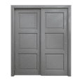 thumbnail image 1 of Sliding Closet Bypass Doors 84 x 80 inches | Ego 5010 Painted Grey Oak | Rails Hardware Set | Wood Solid Bedroom Wardrobe Doors, 1 of 5