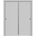 thumbnail image 1 of Sliding Closet Bypass Doors 84 x 80 inches | Planum 0010 Matte Grey | Sturdy Rails Moldings Trims Hardware Set | Wood Solid Bedroom Wardrobe Doors, 1 of 6