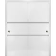 thumbnail image 1 of Sliding Closet Bypass Doors 84 x 80 inches | Planum 0014 White Silk with Frosted Glass | Sturdy Rails Moldings Trims Hardware Set | Wood Solid Bedroom Wardrobe Doors, 1 of 6