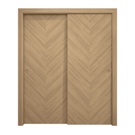 Sliding Closet Bypass Doors 84 x 84 inches | Ego 5005 Natural Oak | Rails Hardware Set | Wood Solid Bedroom Wardrobe Doors