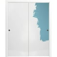 thumbnail image 1 of Sliding Closet Bypass Doors 84 x 84 inches | Planum 0010 Primed | Sturdy Rails Moldings Trims Hardware Set | Wood Solid Bedroom Wardrobe Doors, 1 of 6