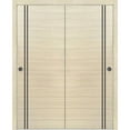 thumbnail image 1 of Sliding Closet Bypass Doors 84 x 84 inches | Planum 0016 Natural Veneer with Frosted Glass | Sturdy Rails Moldings Trims Hardware Set | Wood Solid Bedroom Wardrobe Doors, 1 of 6