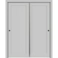 thumbnail image 1 of Sliding Closet Bypass Doors 84 x 84 inches | Quadro 4111 Matte Grey | Sturdy Rails Moldings Trims Hardware Set | Wood Solid Bedroom Wardrobe Doors, 1 of 6