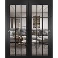 thumbnail image 1 of Sliding Closet Bypass Doors | Felicia 3355 Matte Black with Clear Glass | Sturdy Rails Moldings Trims Hardware Set | Wood Solid Bedroom Wardrobe Doors, 1 of 6