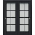 thumbnail image 1 of Sliding Closet Bypass Doors with Frosted Glass | Veregio 7412 Antracite| Sturdy Rails Moldings Trims Hardware Set | Wood Solid Bedroom Wardrobe Doors -56" x 80" (2* 28x80), 1 of 5