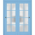 thumbnail image 1 of Sliding Closet Bypass Doors with Frosted Glass | Veregio 7412 Aquamarine| Sturdy Rails Moldings Trims Hardware Set | Wood Solid Bedroom Wardrobe Doors -56" x 84" (2* 28x84), 1 of 6