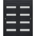 thumbnail image 1 of Sliding Closet Bypass Doors with Frosted Glass | Veregio 7455 Antracite| Sturdy Rails Moldings Trims Hardware Set | Wood Solid Bedroom Wardrobe Doors -36" x 80" (2* 18x80), 1 of 6