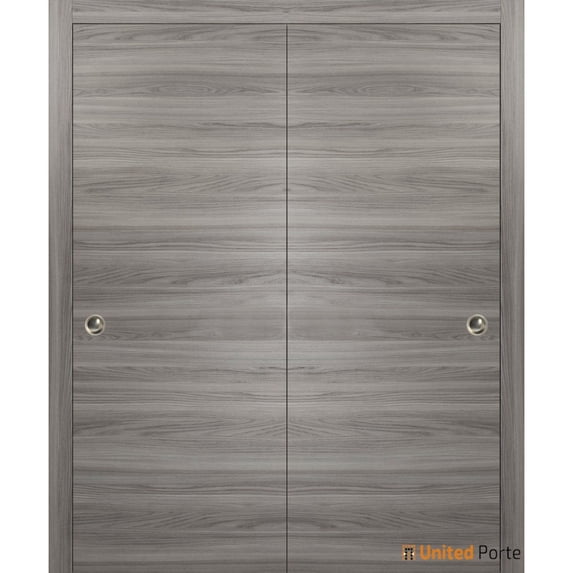Sliding Closet Bypass Doors | Planum 0010 Ginger Ash | Sturdy Top Mount Rails Moldings Trims Hardware Set | Wood Solid Bedroom Wardrobe Doors -72" x 96" (2* 36x96)