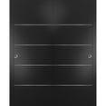 thumbnail image 1 of Sliding Closet Bypass Doors | Planum 0020 Matte Black | Sturdy Rails Moldings Trims Hardware Set | Wood Solid Bedroom Wardrobe Doors -84" x 80" (2* 42x80), 1 of 6
