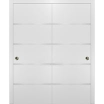 Sliding Closet Bypass Doors | Planum 0020 White Silk | Sturdy Rails Moldings Trims Hardware Set | Wood Solid Bedroom Wardrobe Doors-36" x 84" (2* 18x84)