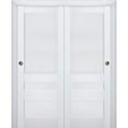 thumbnail image 1 of Sliding Closet Bypass Doors | Veregio 7411 White Silk | Sturdy Rails Moldings Trims Hardware Set | Wood Solid Bedroom Wardrobe Doors -60" x 80" (2* 30x80), 1 of 6