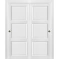 thumbnail image 1 of Sliding Closet Bypass Doors with hardware | Lucia 2661 White Silk | Sturdy Rails Moldings Trims Hardware Set | Pantry Kitchen 3-Panels Wooden Solid Bedroom Wardrobe Doors -60" x 96", 1 of 6