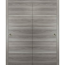 Sliding Closet Bypass Doors with hardware | Planum 0020 Ginger Ash | Sturdy Rails Moldings Trims Hardware Set | Modern Wood Solid Bedroom Wardrobe Doors-36" x 84" (2* 18x84)