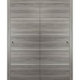 thumbnail image 1 of Sliding Closet Bypass Doors with hardware | Planum 0020 Ginger Ash | Sturdy Rails Moldings Trims Hardware Set | Modern Wood Solid Bedroom Wardrobe Doors-84" x 96" (2* 42x96), 1 of 6