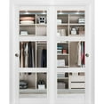 thumbnail image 1 of Sliding Closet Clear Glass 3 Lites Bypass Doors 84 x 96 inches | Lucia 2555 Matte White | Sturdy Top Mount Rails Moldings Trims Hardware Set | Wood Solid Bedroom Wardrobe Doors, 1 of 6