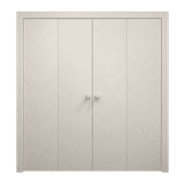 Sliding Closet Double Bi-fold Doors 72 x 80 inches | Ego 5005 Painted White Oak | Sturdy Tracks Moldings Trims Hardware Set | Wood Solid Bedroom Wardrobe Doors