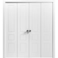 thumbnail image 1 of Sliding Closet Double Bi-fold Doors 72 x 80 inches | Mela 0733 Painted White | Sturdy Tracks Moldings Trims Hardware Set | Wood Solid Bedroom Wardrobe Doors, 1 of 5