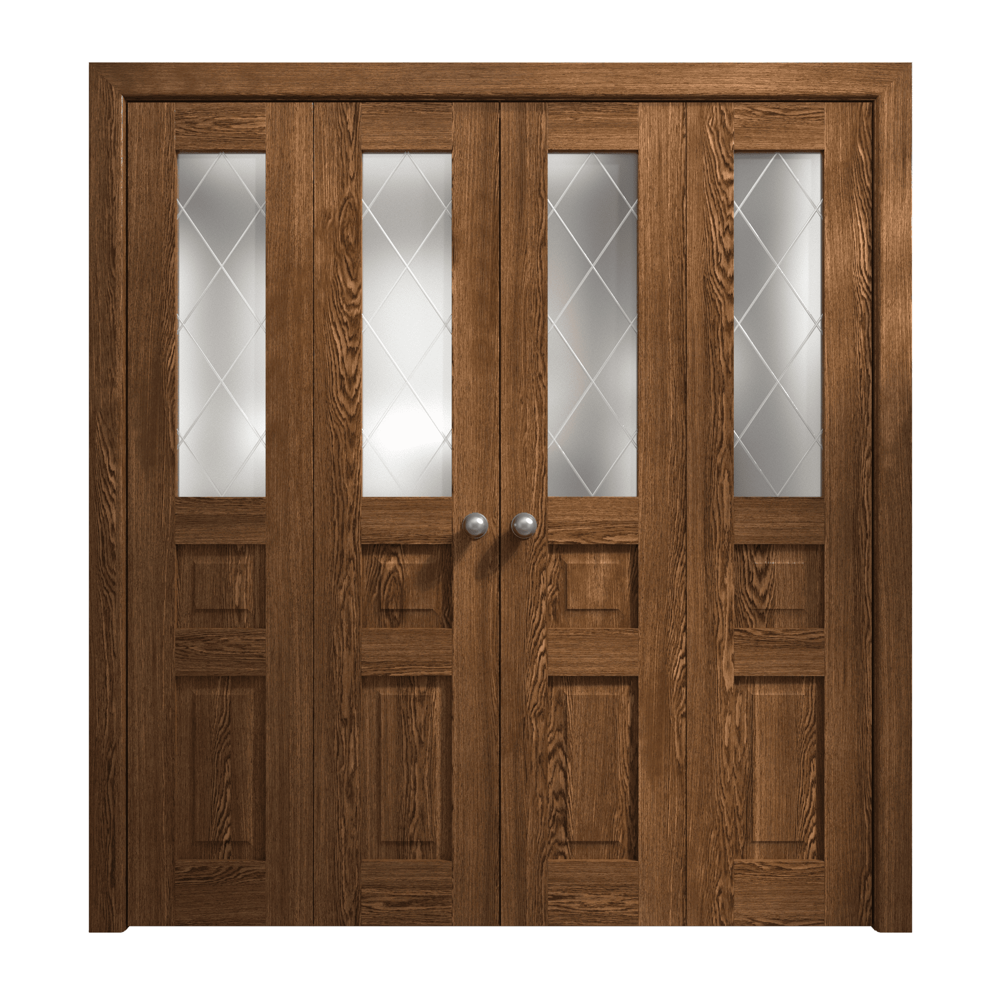 Sliding Closet Double Bifold Doors 72 x 96 inches Ego 5011 Cognac Oak Sturdy Tracks