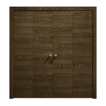 Sliding Closet Double Bi-fold Doors 96 x 80 inches | Ego 5000 Marble Oak | Sturdy Tracks Moldings Trims Hardware Set | Wood Solid Bedroom Wardrobe Doors