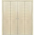 thumbnail image 1 of Sliding Closet Double Bi-fold Doors 96 x 84 inches | Planum 0010 Natural Veneer | Sturdy Tracks Moldings Trims Hardware Set | Wood Solid Bedroom Wardrobe Doors, 1 of 5